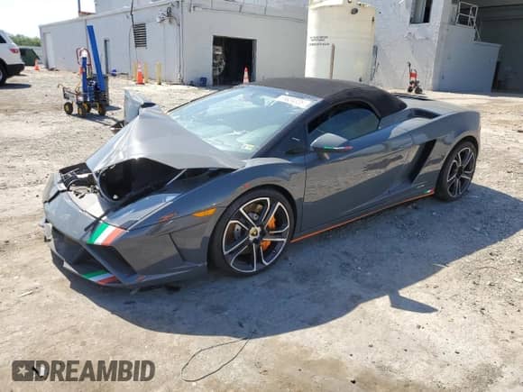 2013 Lamborghini Gallardo с VIN ZHWGU6AU7DLA12927, выставлен на аукционе Copart как лот 55624325 с пробегом 34 760 миль миль и Списание • Salvage title. История ставок и продаж доступна на DreamBid. Изображение 1.
