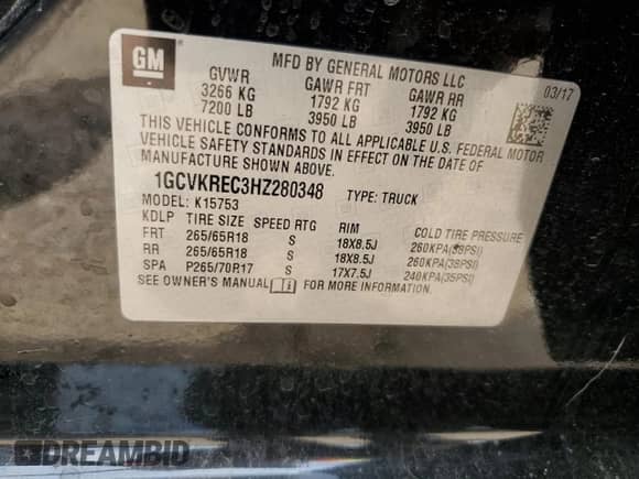 2017 Chevrolet Silverado 1500 LT z VIN 1GCVKREC3HZ280348, wystawiony jako Copart lot #64835475 z przebiegiem 125 504 mil mil oraz Szkoda całkowita • Salvage title. Historia ofert i sprzedaży dostępna na DreamBid. Obrazek 12.