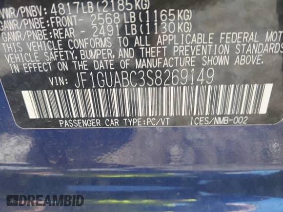 2025 Subaru Impreza с VIN JF1GUABC3S8269149, выставлен на аукционе IAAI как лот 43167788 с пробегом 2 801 миль миль и . История ставок и продаж доступна на DreamBid. Изображение 9.