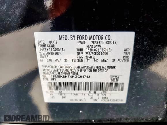 2017 Ford Explorer Platinum с VIN 1FM5K8HT4HGC91713, выставлен на аукционе Copart как лот 66198895 с пробегом 143 535 миль миль и Списание • Salvage title. История ставок и продаж доступна на DreamBid. Изображение 14.