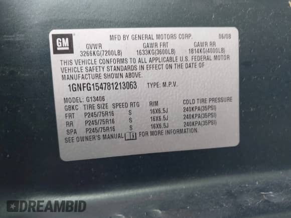 2008 Chevrolet City Express Cargo z VIN 1GNFG154781213063, wystawiony jako IAAI lot #42198836 z przebiegiem 418 879 mil mil oraz . Historia ofert i sprzedaży dostępna na DreamBid. Obrazek 9.