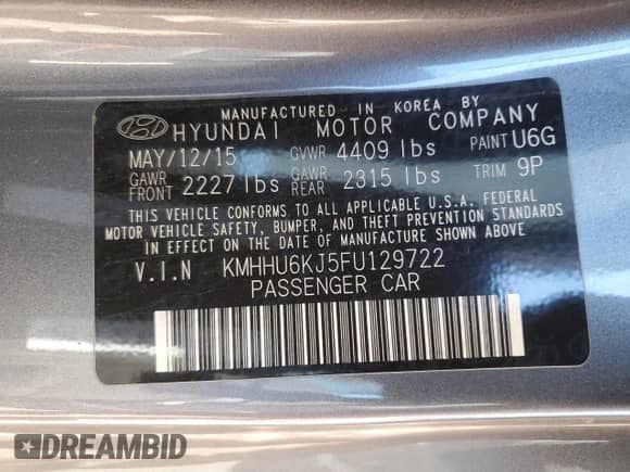 2015 Hyundai Genesis Coupe Ultimate z VIN KMHHU6KJ5FU129722, wystawiony jako Copart lot #44277855 z przebiegiem Nie podano mil oraz Szkoda całkowita • Salvage title. Historia ofert i sprzedaży dostępna na DreamBid. Obrazek 12.