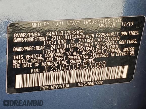 2014 Subaru Forester Premium with VIN JF2SJAEC0EH526069, listed as a Copart auction lot 70426195 with 213,521 mi miles and Clean title. Bid and sale history available at DreamBid. Image 13.