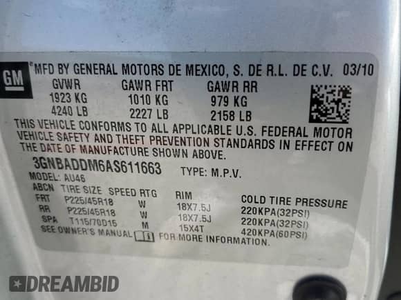 2010 Chevrolet HHR SS с VIN 3GNBADDM6AS611663, выставлен на аукционе Copart как лот 57795935 с пробегом 96 923 миль миль и Списание • Salvage title. История ставок и продаж доступна на DreamBid. Изображение 13.