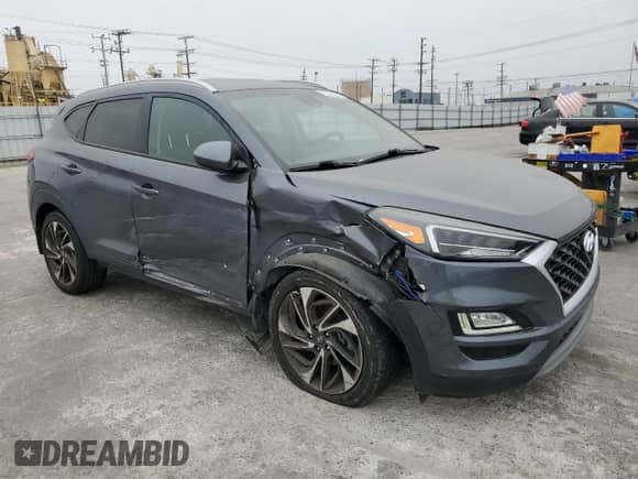 2019 Hyundai Tucson Night Edition with VIN KM8J33AL2KU873746, listed as a Copart auction lot 53400013 with 30,034 mi miles and . Bid and sale history available at DreamBid. Image 4.