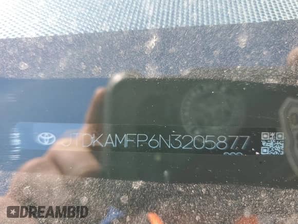 2022 Toyota Prius XLE with VIN JTDKAMFP6N3205877, listed as a Copart auction lot 87436815 with 34,381 mi miles and Salvage title. Bid and sale history available at DreamBid. Image 13.