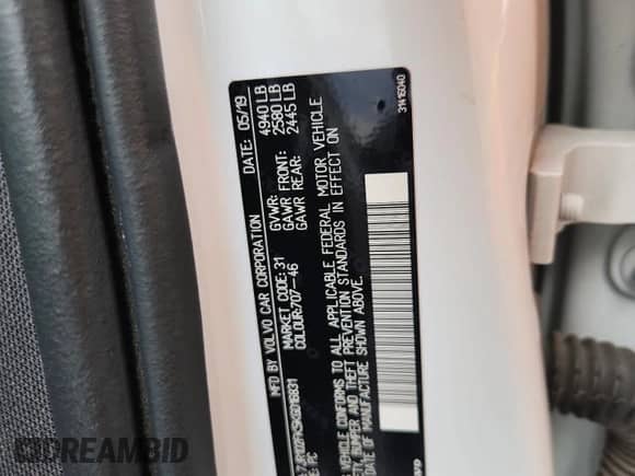 2019 Volvo S60 Momentum с VIN 7JR102FK5KG016831, выставлен на аукционе Copart как лот 71871735 с пробегом 57 039 миль миль и Списание • Salvage title. История ставок и продаж доступна на DreamBid. Изображение 12.