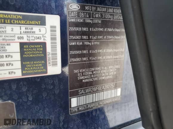 2014 Land Rover Range Rover Sport HSE z VIN SALWR2WF6EA392757, wystawiony jako Copart lot #82712395 z przebiegiem 136 072 mil mil oraz Szkoda całkowita • Salvage title. Historia ofert i sprzedaży dostępna na DreamBid. Obrazek 13.