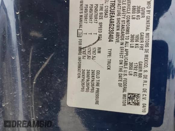 2010 GMC Sierra 1500 SL z VIN 3GTRCUEA4AG230404, wystawiony jako Copart lot #41809675 z przebiegiem 201 831 mil mil oraz Szkoda całkowita • Salvage title. Historia ofert i sprzedaży dostępna na DreamBid. Obrazek 13.