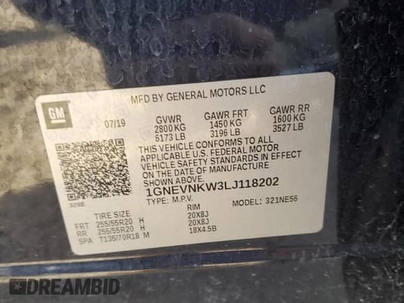 2020 Chevrolet Traverse High Country z VIN 1GNEVNKW3LJ118202, wystawiony jako Copart lot #82162765 z przebiegiem 62 079 mil mil oraz Szkoda całkowita • Salvage title. Historia ofert i sprzedaży dostępna na DreamBid. Obrazek 14.