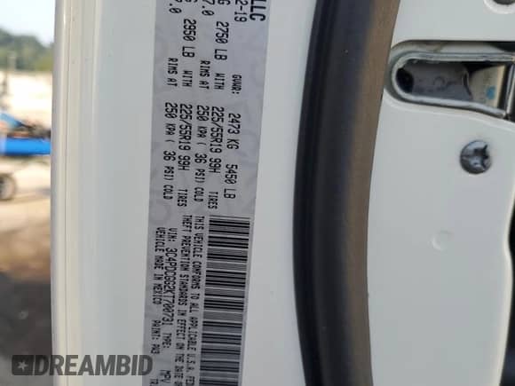 2019 Dodge Journey Crossroad with VIN 3C4PDCGG2KT700731, listed as a Copart auction lot 68010305 with 78,718 mi miles and Salvage title. Bid and sale history available at DreamBid. Image 13.