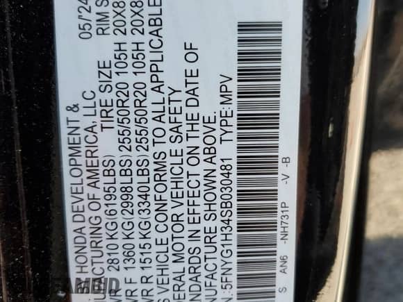 2025 Honda Pilot Sport с VIN 5FNYG1H34SB030481, выставлен на аукционе Copart как лот 80369395 с пробегом 32 714 миль миль и Списание • Salvage title. История ставок и продаж доступна на DreamBid. Изображение 14.