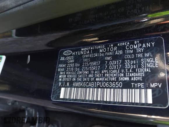 2023 Hyundai Kona SEL с VIN KM8K6CAB1PU063650, выставлен на аукционе IAAI как лот 43249975 с пробегом 39 164 миль миль и . История ставок и продаж доступна на DreamBid. Изображение 9.