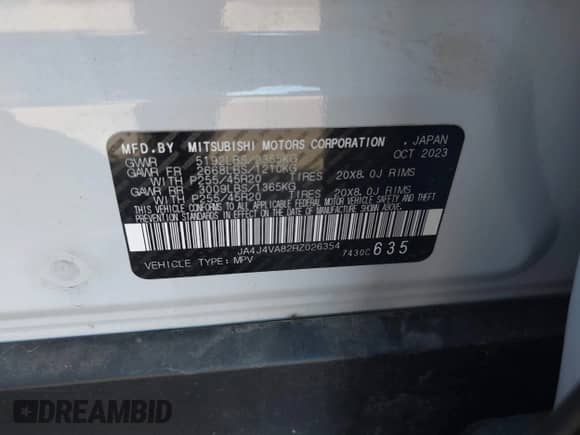 2024 Mitsubishi Outlander SE с VIN JA4J4VA82RZ026354, выставлен на аукционе IAAI как лот 43492304 с пробегом 54 791 миль миль и . История ставок и продаж доступна на DreamBid. Изображение 9.