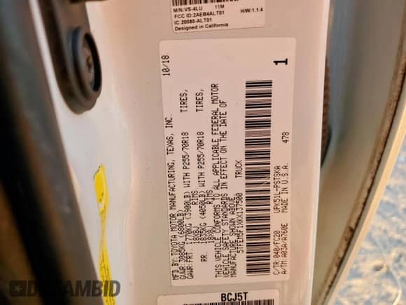 2019 Toyota Tundra SR5 с VIN 5TFEM5F1XKX137500, выставлен на аукционе Copart как лот 85751375 с пробегом 158 655 миль миль и Списание • Salvage title. История ставок и продаж доступна на DreamBid. Изображение 12.
