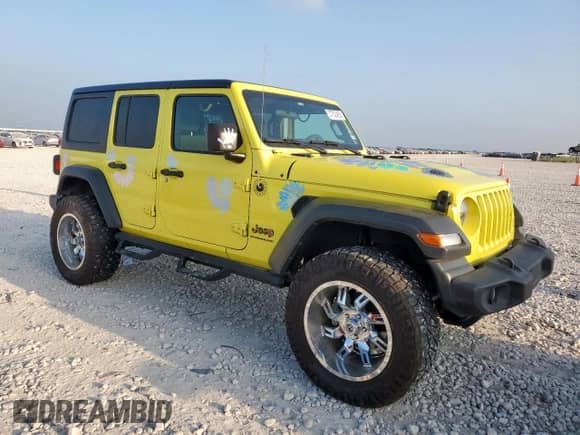 2023 Jeep Wrangler Sport S with VIN 1C4HJXDG9PW617307, listed as a Copart auction lot 57702455 with 45,620 mi miles and Salvage title. Bid and sale history available at DreamBid. Image 4.