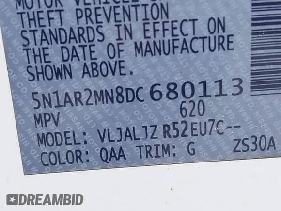 2013 Nissan Pathfinder SV с VIN 5N1AR2MN8DC680113, выставлен на аукционе IAAI как лот 42652285 с пробегом 188 201 миль миль и . История ставок и продаж доступна на DreamBid. Изображение 9.