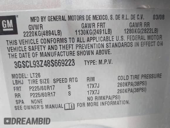 2008 Saturn VUE Green Line с VIN 3GSCL93Z48S669223, выставлен на аукционе IAAI как лот 42901702 с пробегом 251 334 миль миль и . История ставок и продаж доступна на DreamBid. Изображение 9.