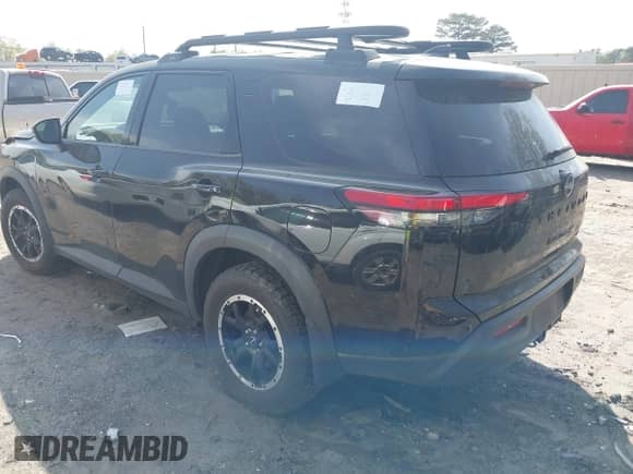 2023 Nissan Pathfinder Rock Creek with VIN 5N1DR3BD2PC256136, listed as a IAAI auction lot 41909614 with 39,429 mi miles and . Bid and sale history available at DreamBid. Image 3.