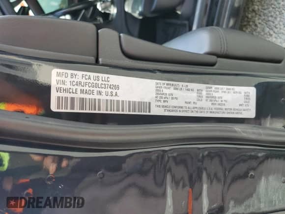 2020 Jeep Grand Cherokee Overland z VIN 1C4RJFCG0LC374269, wystawiony jako Copart lot #69734915 z przebiegiem 60 972 mil mil oraz Szkoda całkowita • Salvage title. Historia ofert i sprzedaży dostępna na DreamBid. Obrazek 13.