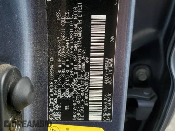 2006 Toyota Highlander Limited z VIN JTEDW21A260010522, wystawiony jako Copart lot #81791625 z przebiegiem 173 087 mil mil oraz Szkoda całkowita • Salvage title. Historia ofert i sprzedaży dostępna na DreamBid. Obrazek 13.