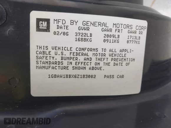 2006 Saturn ION ION 3 with VIN 1G8AW18BX6Z183002, listed as a IAAI auction lot 41987521 with 186,423 mi miles and . Bid and sale history available at DreamBid. Image 9.
