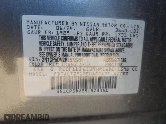 2024 Nissan Kicks SR с VIN 3N1CP5DV2RL573951, выставлен на аукционе Copart как лот 70677585 с пробегом 19 131 миль миль и Списание • Salvage title. История ставок и продаж доступна на DreamBid. Изображение 12.