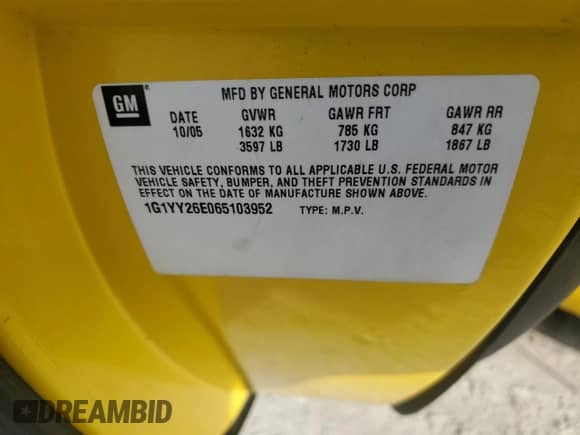 2006 Chevrolet Corvette Z06 с VIN 1G1YY26E065103952, выставлен на аукционе Copart как лот 74723394 с пробегом 80 258 миль миль и Списание • Salvage title. История ставок и продаж доступна на DreamBid. Изображение 14.