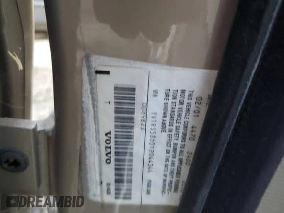 2001 Volvo S60 с VIN YV1RS58D012044344, выставлен на аукционе Copart как лот 89410625 с пробегом 144 662 миль миль и Списание • Salvage title. История ставок и продаж доступна на DreamBid. Изображение 15.
