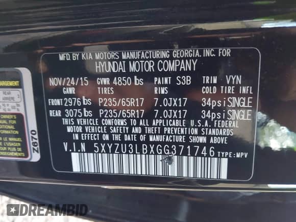 2016 Hyundai Santa Fe с VIN 5XYZU3LBXGG371746, выставлен на аукционе IAAI как лот 43396831 с пробегом 146 546 миль миль и . История ставок и продаж доступна на DreamBid. Изображение 9.
