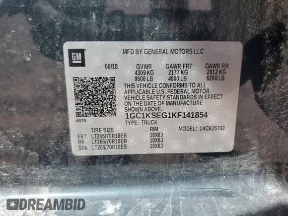 2019 Chevrolet Silverado 2500HD LT z VIN 1GC1KSEG1KF141854, wystawiony jako Copart lot #49603375 z przebiegiem 144 743 mil mil oraz Szkoda całkowita • Salvage title. Historia ofert i sprzedaży dostępna na DreamBid. Obrazek 12.