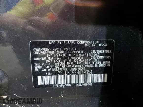 2025 Subaru Forester Special Sports with VIN JF2SLDHC9SH439354, listed as a Copart auction lot 66332285 with 7,609 mi miles and Salvage title. Bid and sale history available at DreamBid. Image 13.