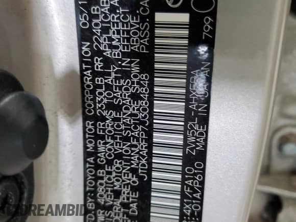 2018 Toyota Prius Plus with VIN JTDKARFP7J3084848, listed as a Copart auction lot 84256715 with 96,007 mi miles and Salvage title. Bid and sale history available at DreamBid. Image 13.