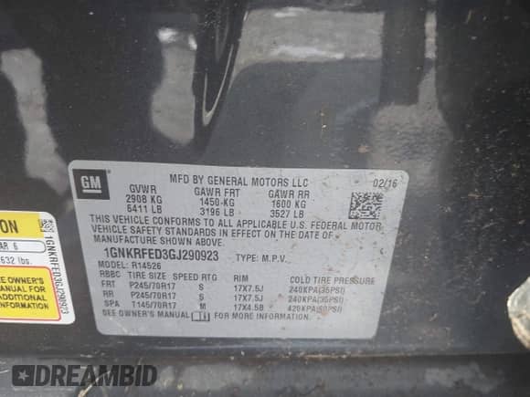 2016 Chevrolet Traverse LS z VIN 1GNKRFED3GJ290923, wystawiony jako IAAI lot #43028015 z przebiegiem 140 243 mil mil oraz . Historia ofert i sprzedaży dostępna na DreamBid. Obrazek 9.