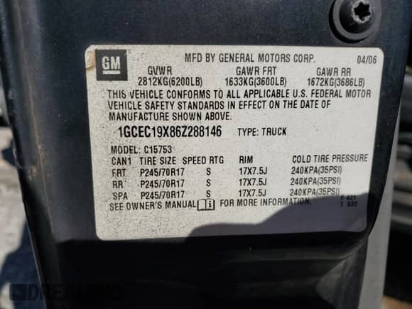 2006 Chevrolet Silverado 1500 Work Truck z VIN 1GCEC19X86Z288146, wystawiony jako Copart lot #91110165 z przebiegiem 337 899 mil mil oraz Czysty tytuł • Clean title. Historia ofert i sprzedaży dostępna na DreamBid. Obrazek 12.