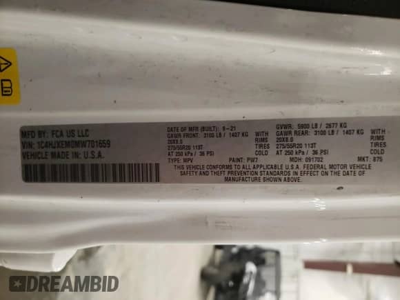 2021 Jeep Wrangler Unlimited Sahara High Altitude with VIN 1C4HJXEM0MW701659, listed as a Copart auction lot 86543654 with Not provided miles and Salvage title. Bid and sale history available at DreamBid. Image 15.