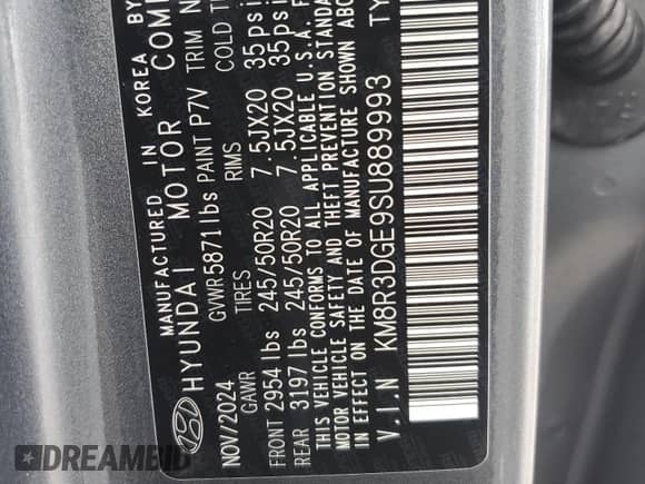 2025 Hyundai Palisade XRT with VIN KM8R3DGE9SU889993, listed as a Copart auction lot 56462255 with 580 mi miles and Salvage title. Bid and sale history available at DreamBid. Image 13.