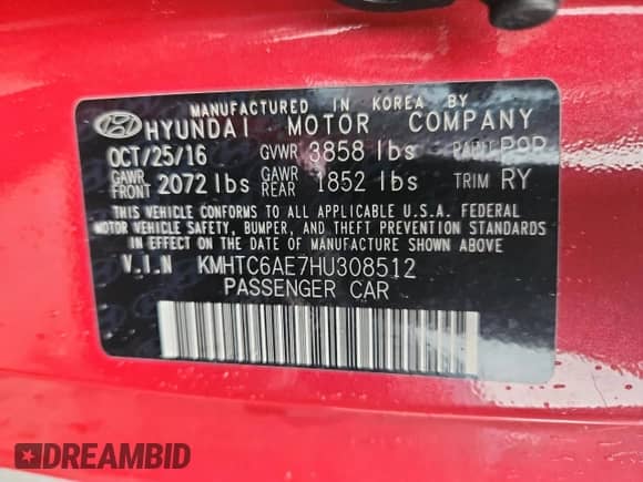 2017 Hyundai Veloster Turbo с VIN KMHTC6AE7HU308512, выставлен на аукционе Copart как лот 63842705 с пробегом 118 296 миль миль и Списание • Salvage title. История ставок и продаж доступна на DreamBid. Изображение 12.