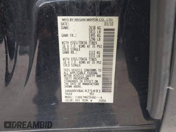2010 Nissan Frontier SE z VIN 1N6AD0FV8AC425491, wystawiony jako IAAI lot #42419388 z przebiegiem 128 801 mil mil oraz . Historia ofert i sprzedaży dostępna na DreamBid. Obrazek 9.