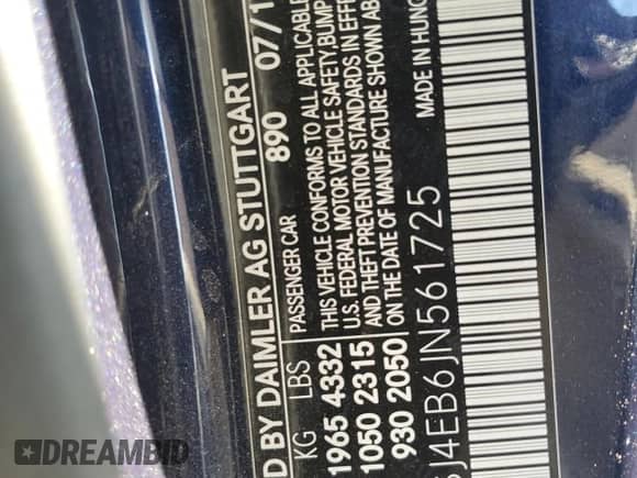 2018 Mercedes-Benz CLA 250 с VIN WDDSJ4EB6JN561725, выставлен на аукционе Copart как лот 81525485 с пробегом 149 860 миль миль и Списание • Salvage title. История ставок и продаж доступна на DreamBid. Изображение 13.