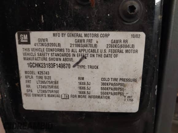 2003 Chevrolet Silverado 2500HD LS с VIN 1GCHK23183F149870, выставлен на аукционе IAAI как лот 42545787 с пробегом Не указан миль и . История ставок и продаж доступна на DreamBid. Изображение 9.