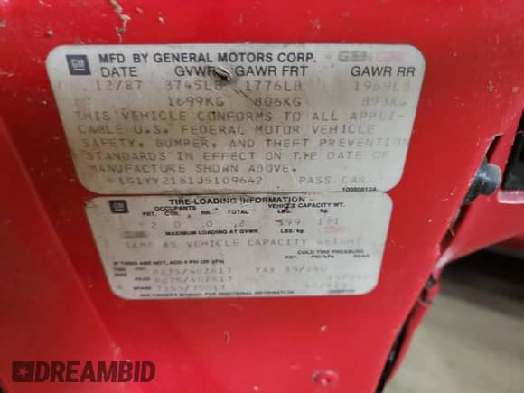 1981 Chevrolet Corvette с VIN 1G1YY2181J5109642, выставлен на аукционе Copart как лот 57583065 с пробегом Не указан миль и Чистый • Clean title. История ставок и продаж доступна на DreamBid. Изображение 12.