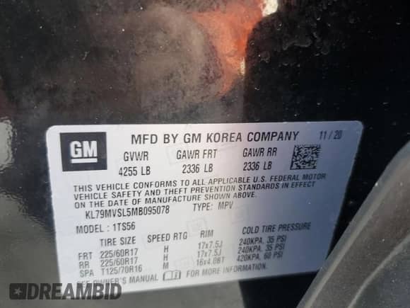 2021 Chevrolet TrailBlazer ACTIV z VIN KL79MVSL5MB095078, wystawiony jako Copart lot #45628945 z przebiegiem 13 790 mil mil oraz Nie do naprawy • Non repairable. Historia ofert i sprzedaży dostępna na DreamBid. Obrazek 14.