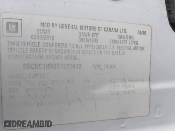 1996 Chevrolet Silverado 1500 с VIN 2GCEC19R6T1205612, выставлен на аукционе IAAI как лот 42381693 с пробегом 194 859 миль миль и . История ставок и продаж доступна на DreamBid. Изображение 9.