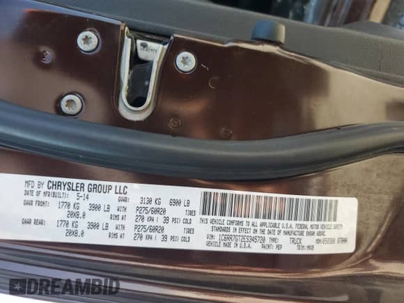 2014 Ram 1500 Big Horn с VIN 1C6RR7GT2ES345720, выставлен на аукционе Copart как лот 80347215 с пробегом 189 528 миль миль и Списание • Salvage title. История ставок и продаж доступна на DreamBid. Изображение 12.