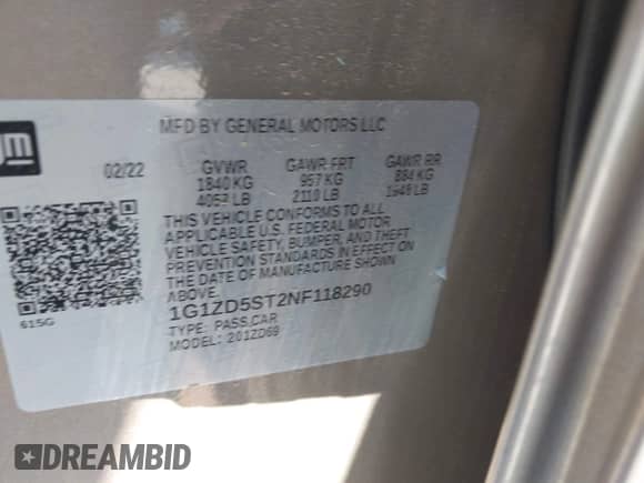 2022 Chevrolet Malibu LT z VIN 1G1ZD5ST2NF118290, wystawiony jako IAAI lot #43086300 z przebiegiem 53 828 mil mil oraz . Historia ofert i sprzedaży dostępna na DreamBid. Obrazek 9.