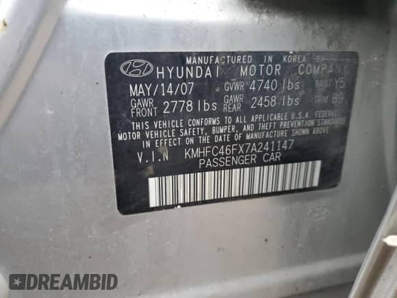 2007 Hyundai Azera SE с VIN KMHFC46FX7A241147, выставлен на аукционе Copart как лот 82863524 с пробегом 108 961 миль миль и Чистый • Clean title. История ставок и продаж доступна на DreamBid. Изображение 12.