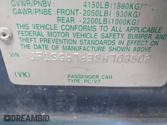 2008 Subaru Forester X L.L. Bean с VIN JF1SG67638H703502, выставлен на аукционе IAAI как лот 42452429 с пробегом 114 290 миль миль и . История ставок и продаж доступна на DreamBid. Изображение 9.