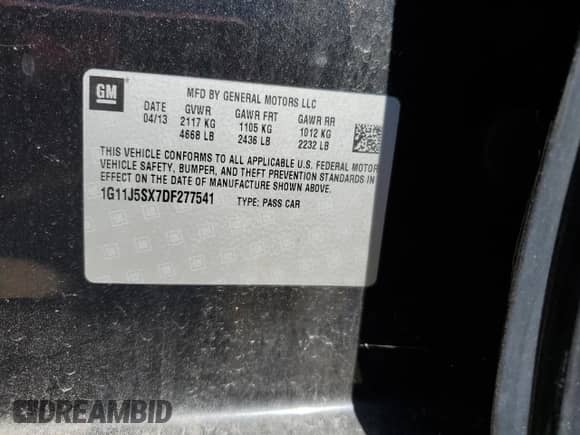 2013 Chevrolet Malibu LTZ с VIN 1G11J5SX7DF277541, выставлен на аукционе Copart как лот 70469235 с пробегом 98 543 миль миль и Чистый • Clean title. История ставок и продаж доступна на DreamBid. Изображение 12.