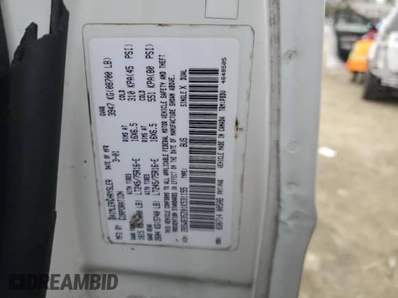 2001 Dodge Passenger with VIN 2B5WB35Z01K531155, listed as a Copart auction lot 43185505 with 66,239 mi miles and Salvage title. Bid and sale history available at DreamBid. Image 13.